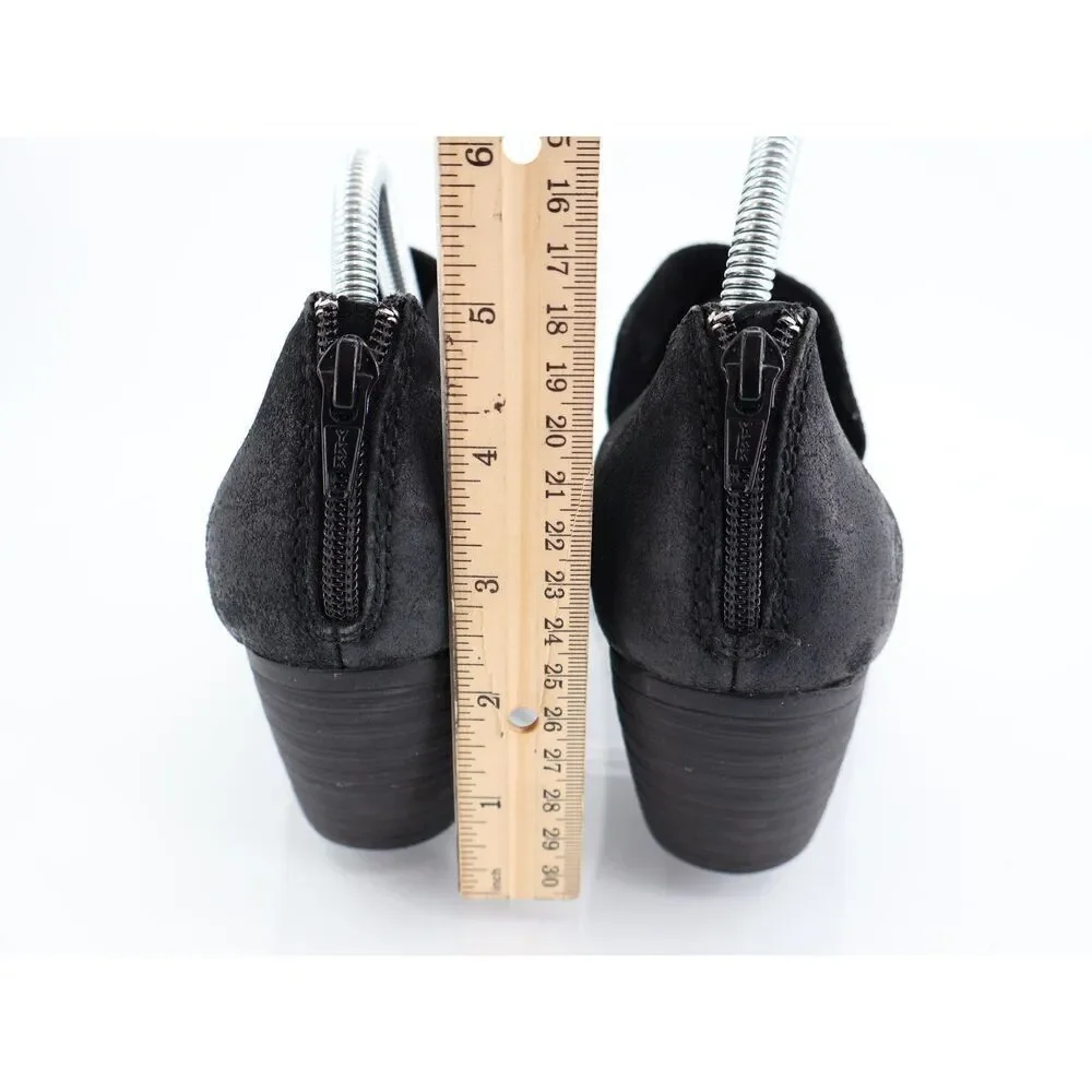 Born Antonia Ankle Boot Women's Size 9 Black Nubuck Bootie Block Heel Comfy Shoe